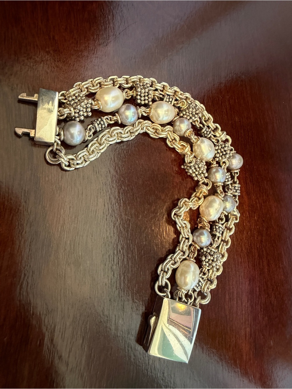 michael dawkins sterling silver gorgeous 4 strand pearls bracelet